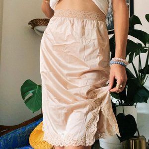 1960s vintage lace champagne slip skirt